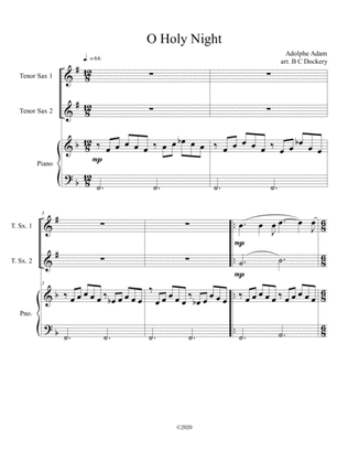 O Holy Night (tenor sax duet) with piano accompaniment