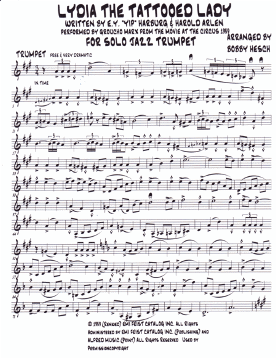 Lydia The Tattooed Lady Lydia The Tattooed Lady Trumpet Solo scores gallery preview page 2