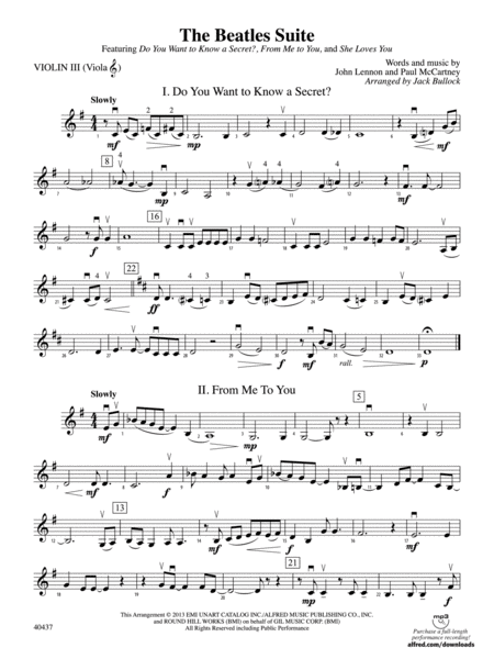 The Beatles Suite: 3rd Violin (Viola [TC])