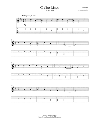 Cielito Lindo - for easy guitar with TAB