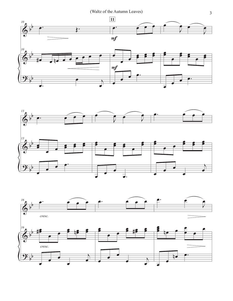 Waltz of the Autumn Leaves - Violin & Piano Violin Solo scores gallery preview page 3