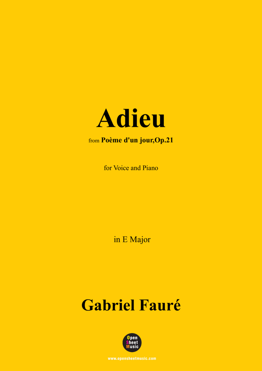 G. Fauré-Adieu,in E Major,Op.21 No.3