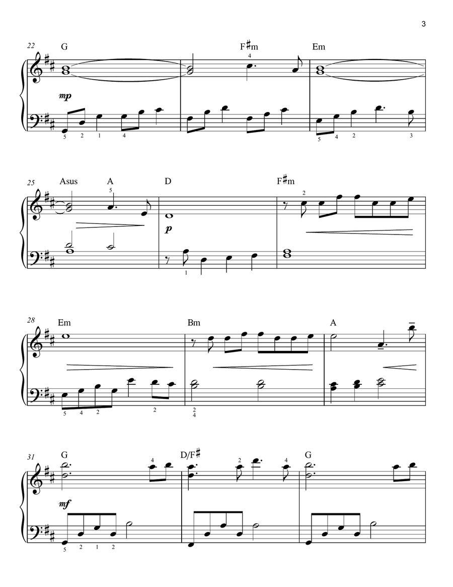 Bring Him Home (arr. Phillip Keveren) Easy Piano scores gallery preview page 3