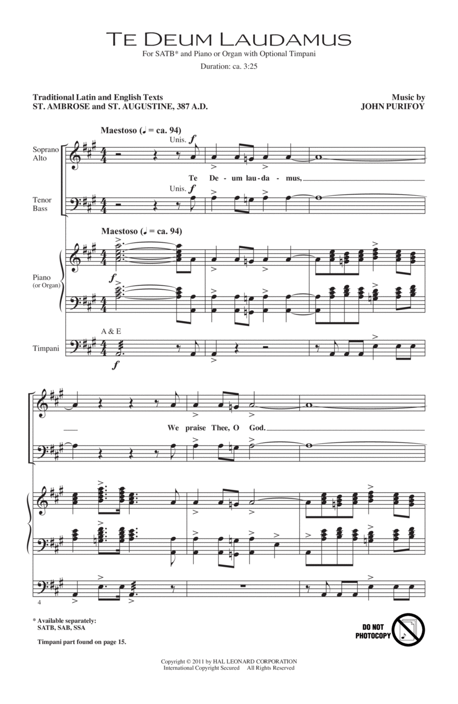 Te Deum Laudamus 4-Part scores gallery preview page 1