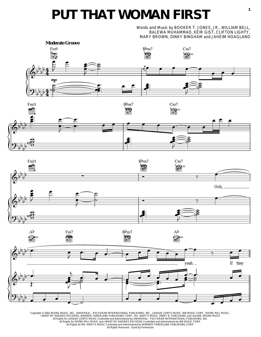Put That Woman First Put That Woman First Piano, Vocal, Guitar scores gallery preview page 1