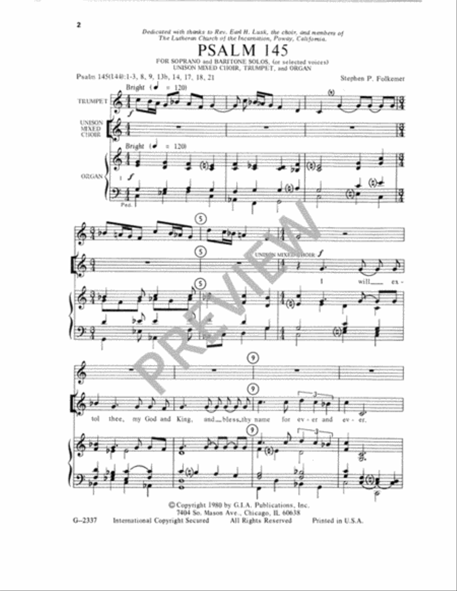 Psalm 145 Unison Choir scores gallery preview page 3