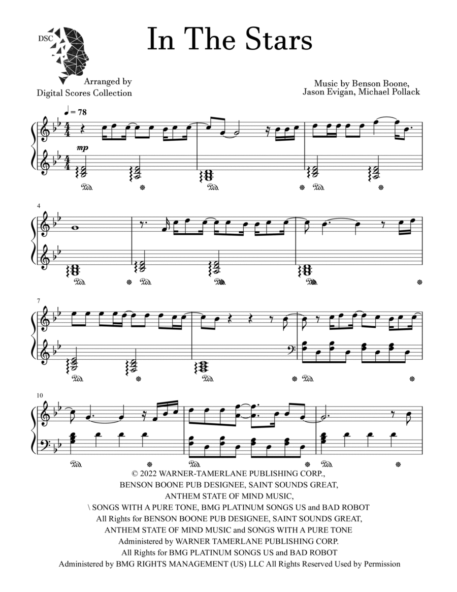In The Stars Piano Solo scores gallery preview page 1