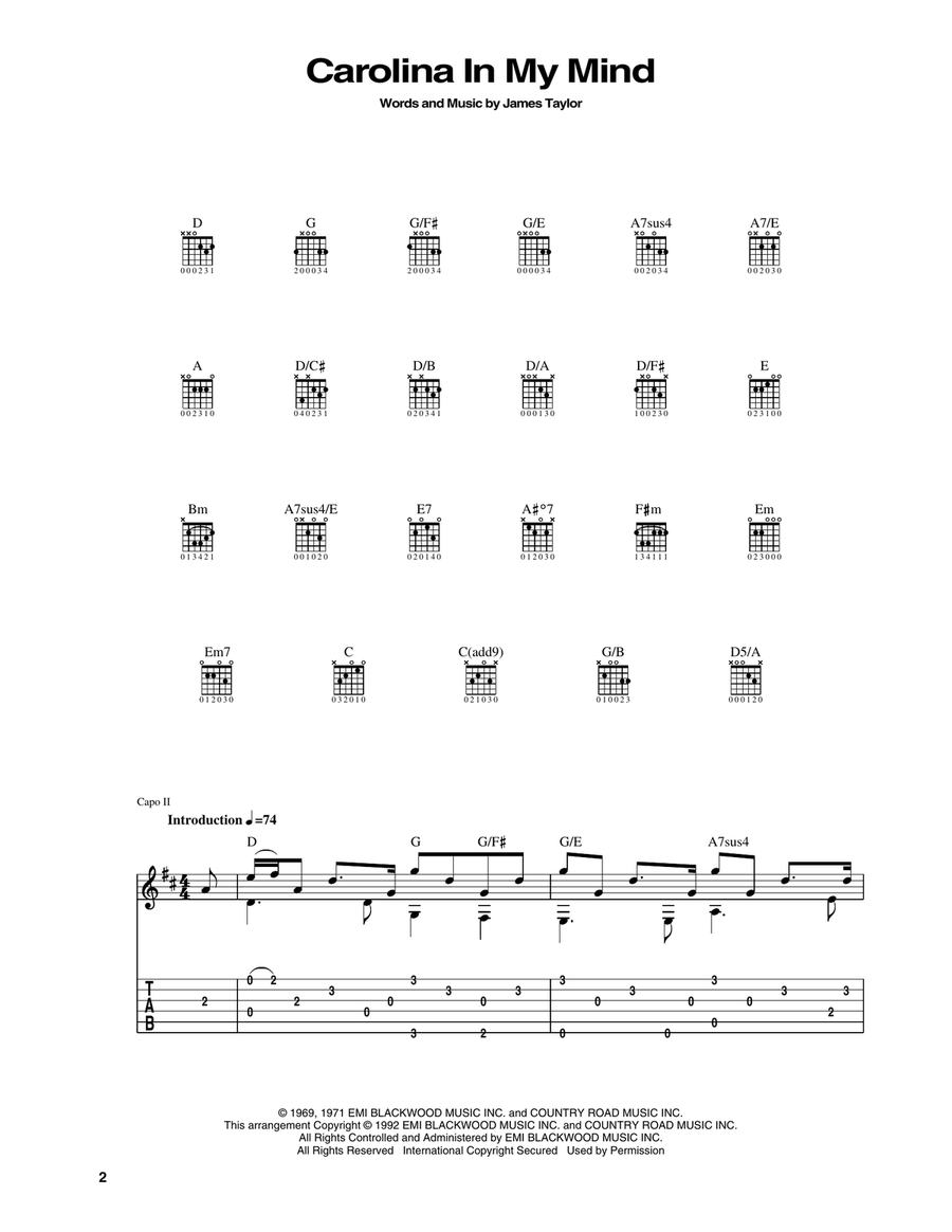 Carolina In My Mind Acoustic Guitar scores gallery preview page 1