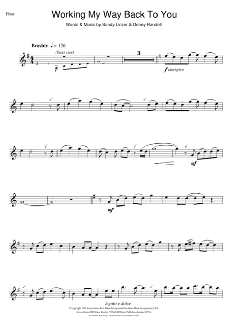 Working My Way Back To You Flute Solo scores gallery preview page 1