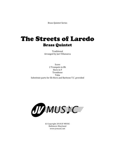 The Streets of Laredo for Brass Quintet image number null