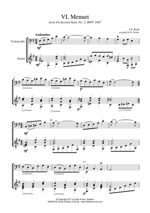 Menuet Suite 2 BWV 1067 for cello and guitar