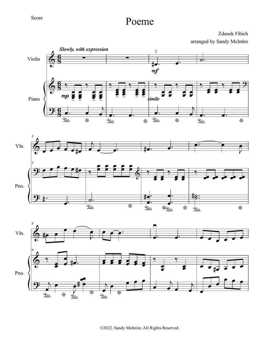 Poeme Violin Solo scores gallery preview page 1