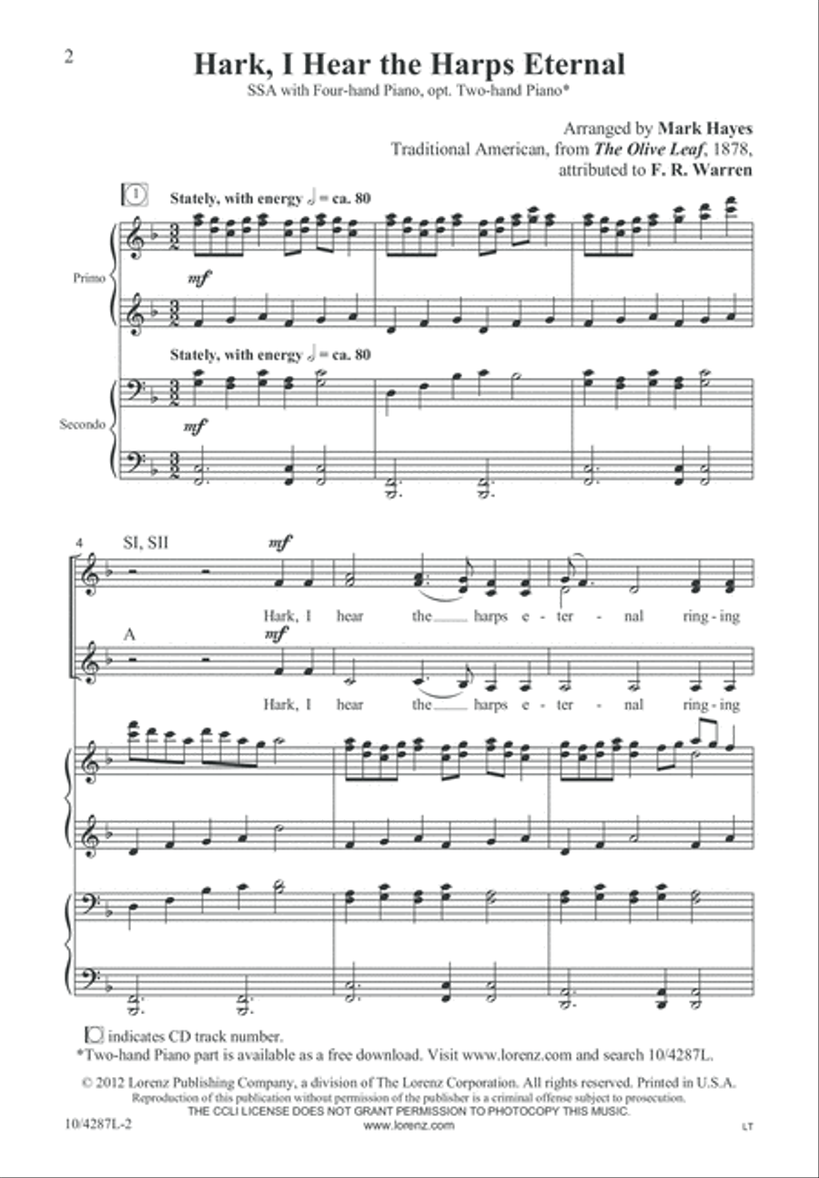 Hark, I Hear the Harps Eternal SSA scores gallery preview page 2