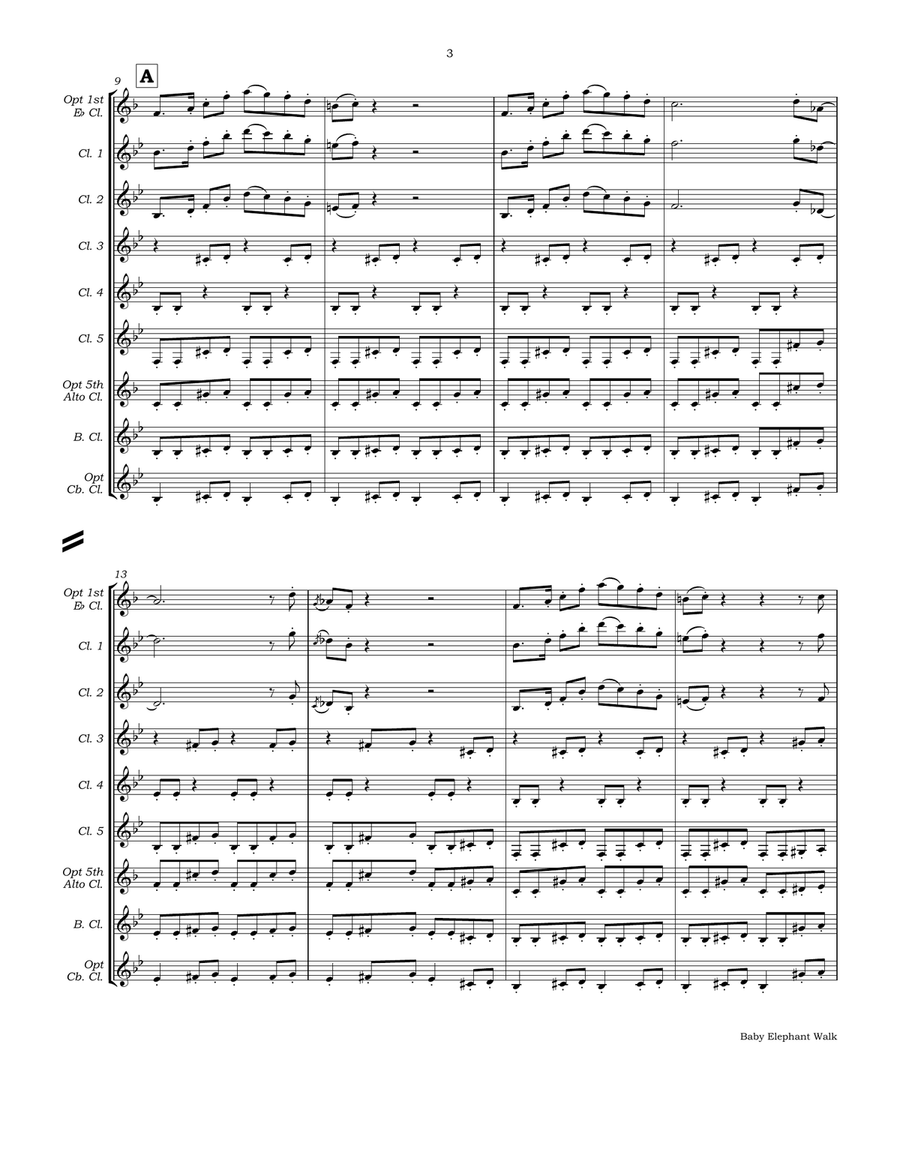 Baby Elephant Walk from the Paramount Picture HATARI! Clarinet Choir scores gallery preview page 6