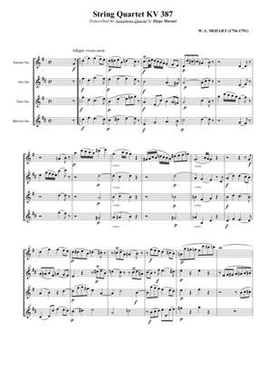 String Quartet KV 387 "Spring" for Saxophone Quartet (SATB)