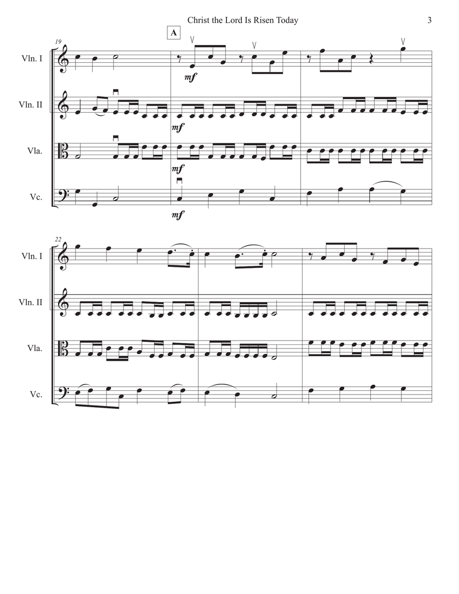 Christ the Lord Is Risen Today, Hallelujah String Quartet scores gallery preview page 3
