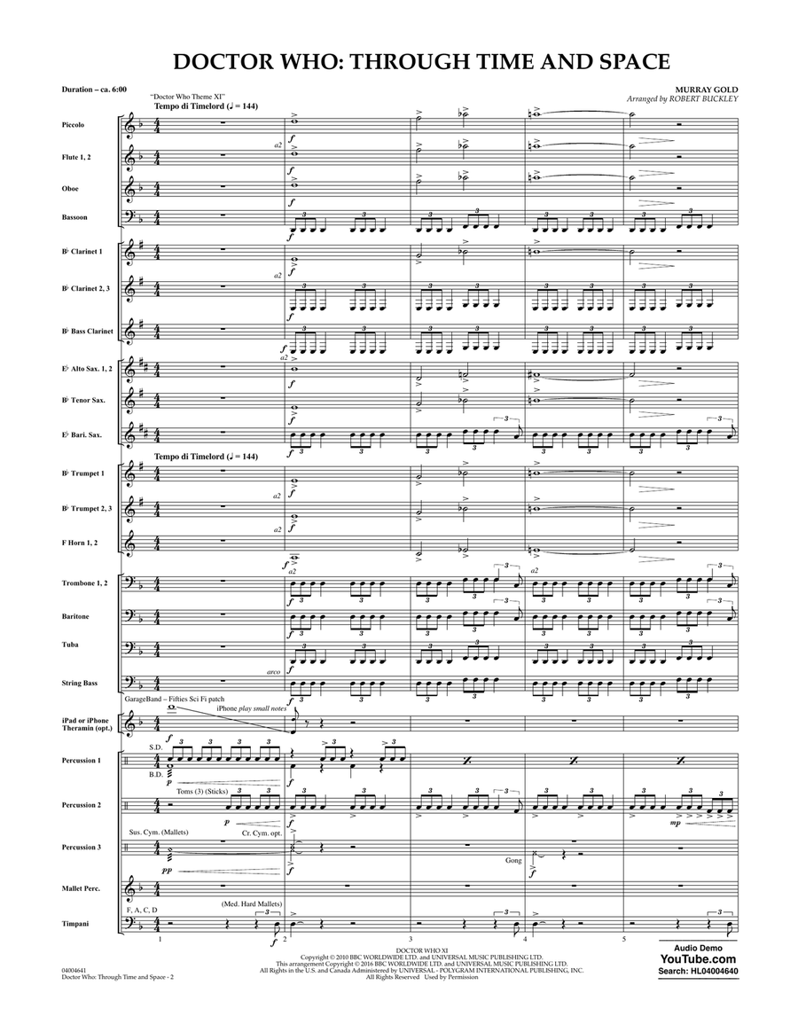 Doctor Who: Through Time and Space - Conductor Score (Full Score) Doctor Who: Through Time and Space - Conductor Score (Full Score) Concert Band scores gallery preview page 2