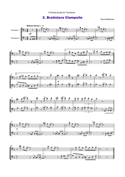 10 Swing Duets for Trombone by David McKeown Trombone Duet - Digital Sheet Music