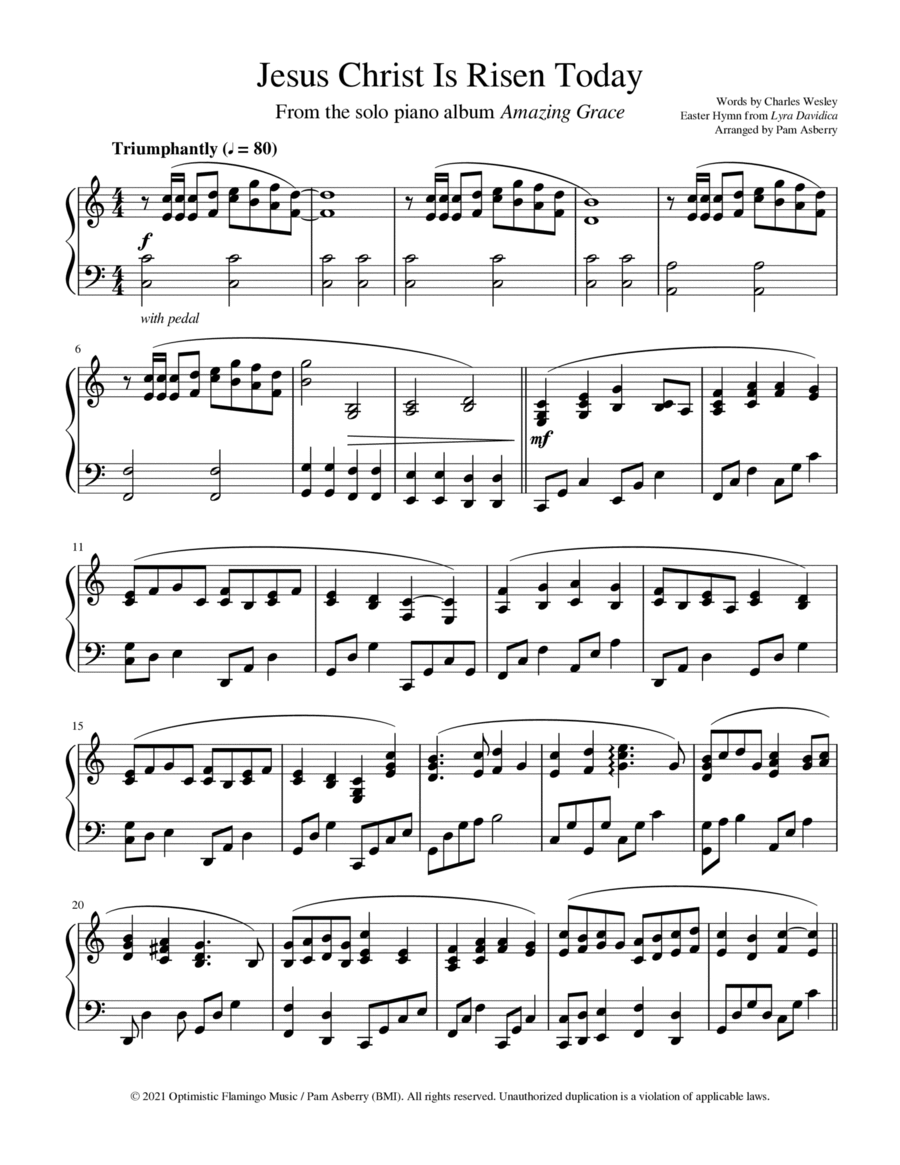 Jesus Christ Is Risen Today Piano Solo scores gallery preview page 1