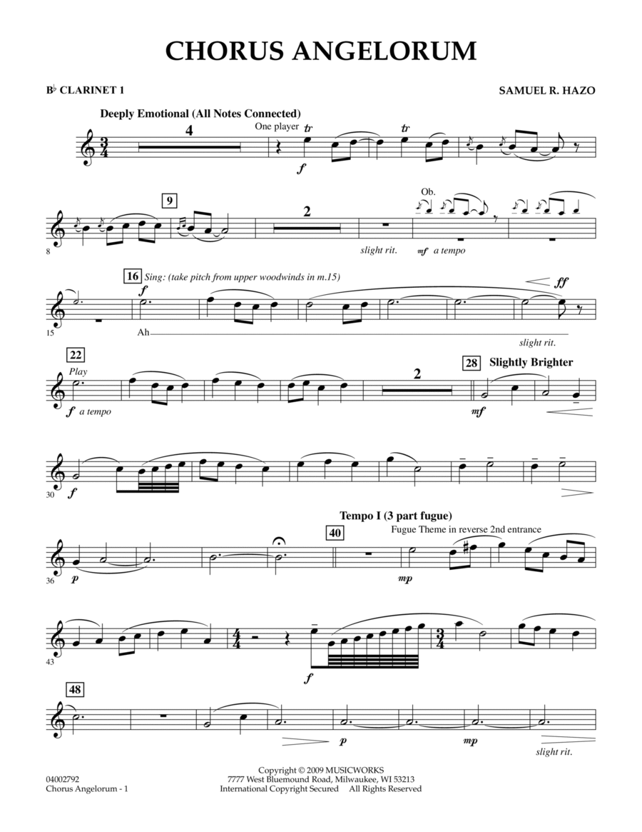 Chorus Angelorum - Bb Clarinet 1 Choir scores gallery preview page 1