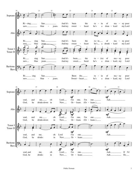 The House of the Rising Sun SATB image number null