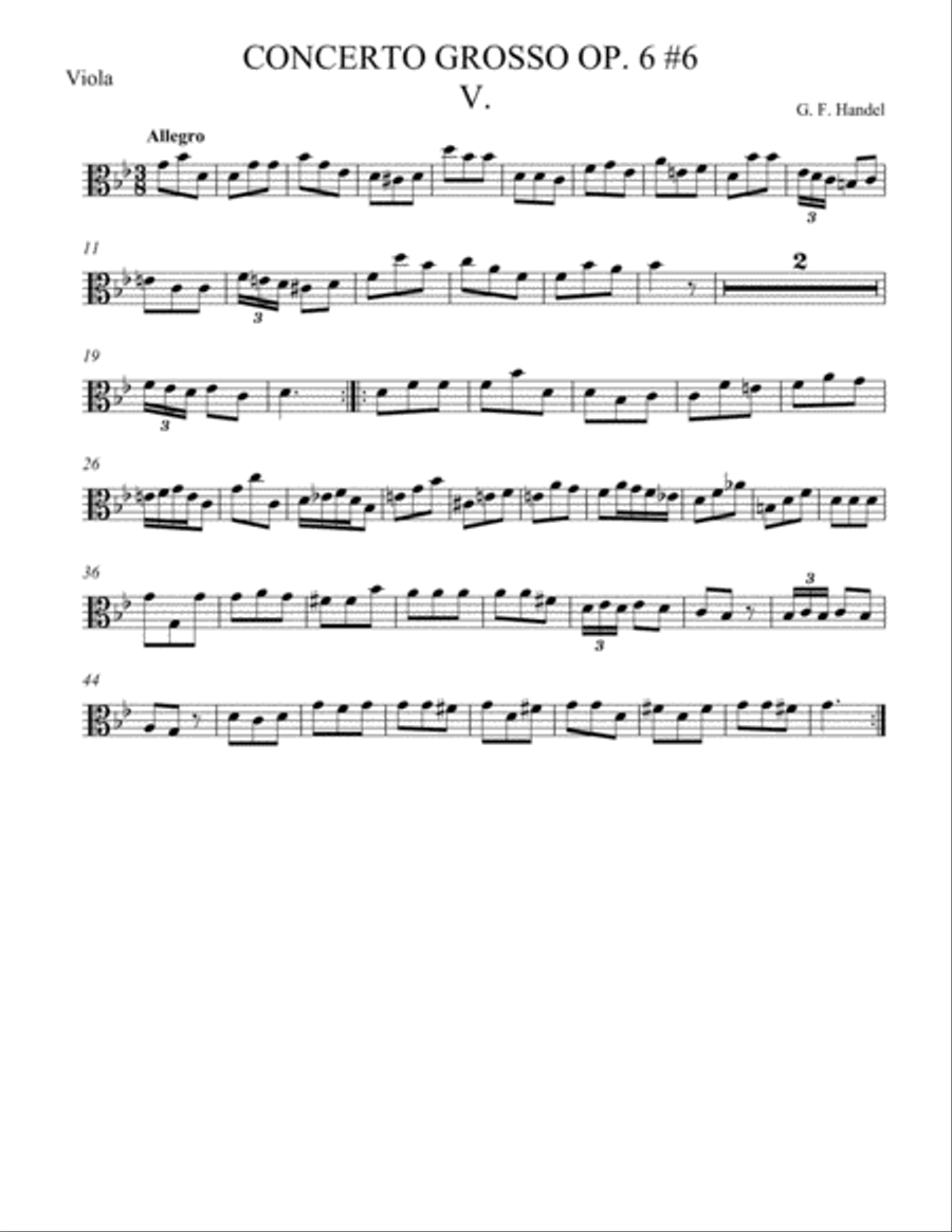 Concerto Grosso Op. 6 #6 Movement V String Orchestra scores gallery preview page 2