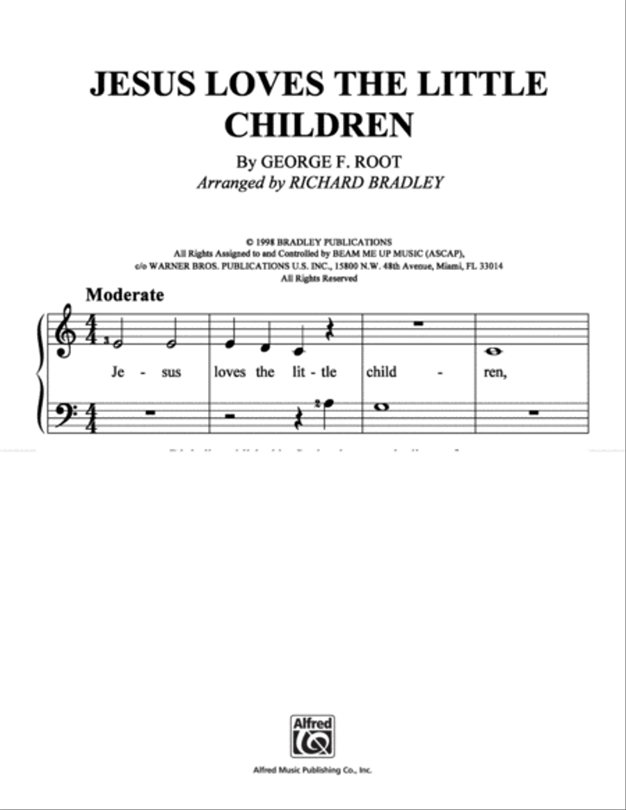 Jesus Loves the Little Children Easy Piano scores gallery preview page 1