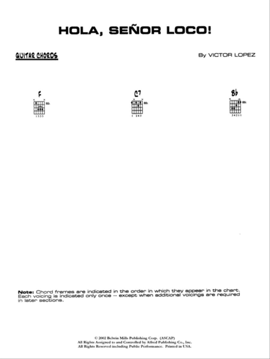 Hola, Señor Loco!: Guitar Chords Jazz Ensemble scores gallery preview page 1