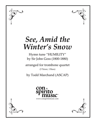 Book cover for See, Amid the Winter's Snow - trombone quartet (or euphoniums/tuba, cellos/bass)
