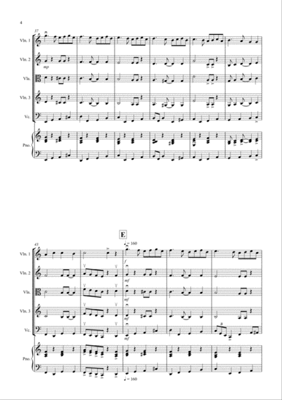 Ding Dong Merrily on High (Jazzy Style!) for String Quartet String Quartet scores gallery preview page 4
