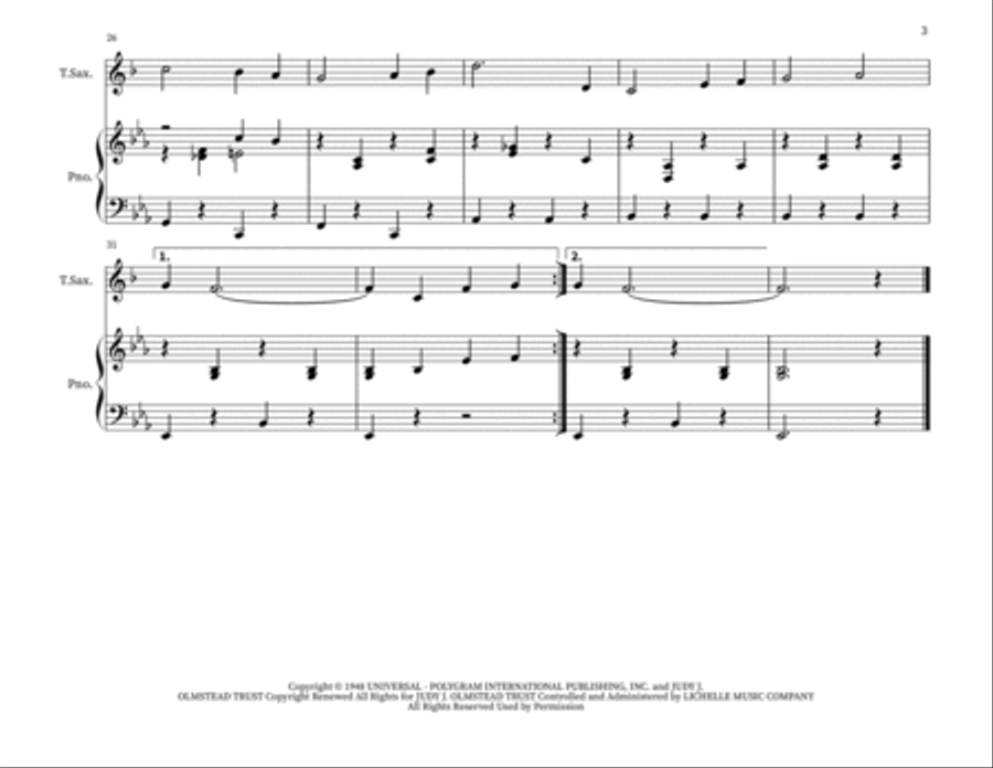 Blue Christmas Tenor Saxophone scores gallery preview page 3