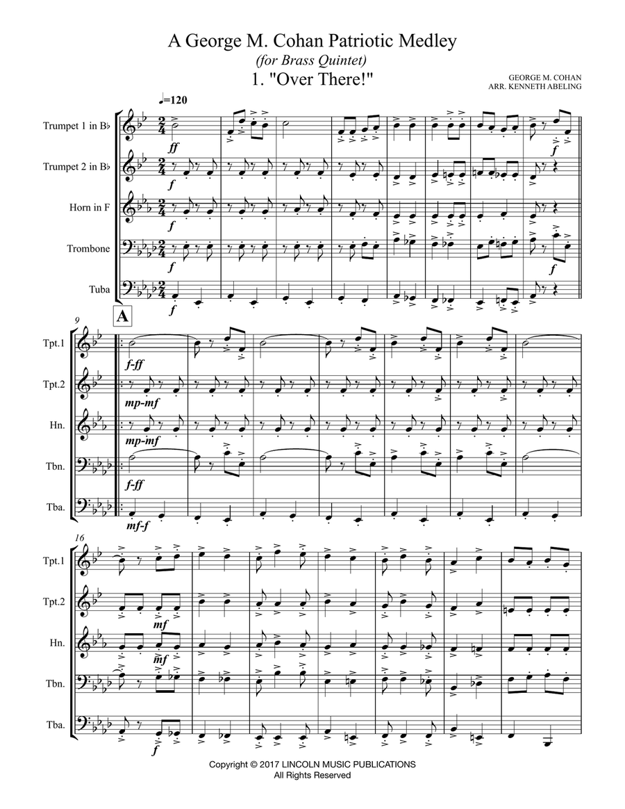 A Patriotic Medley by George M. Cohan (for Brass Quintet) Brass Quintet scores gallery preview page 2