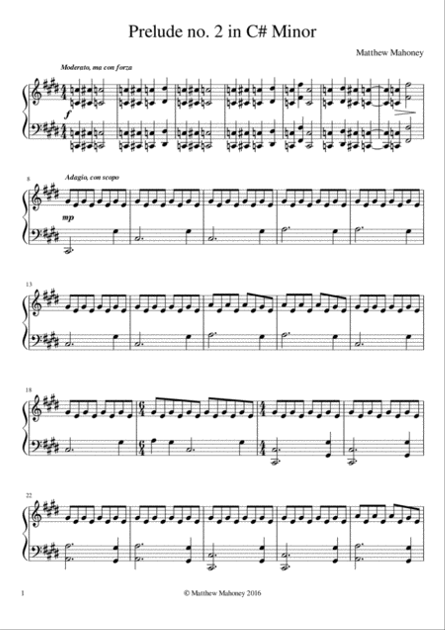 Prelude no. 2 in C# Minor Piano Solo scores gallery preview page 1