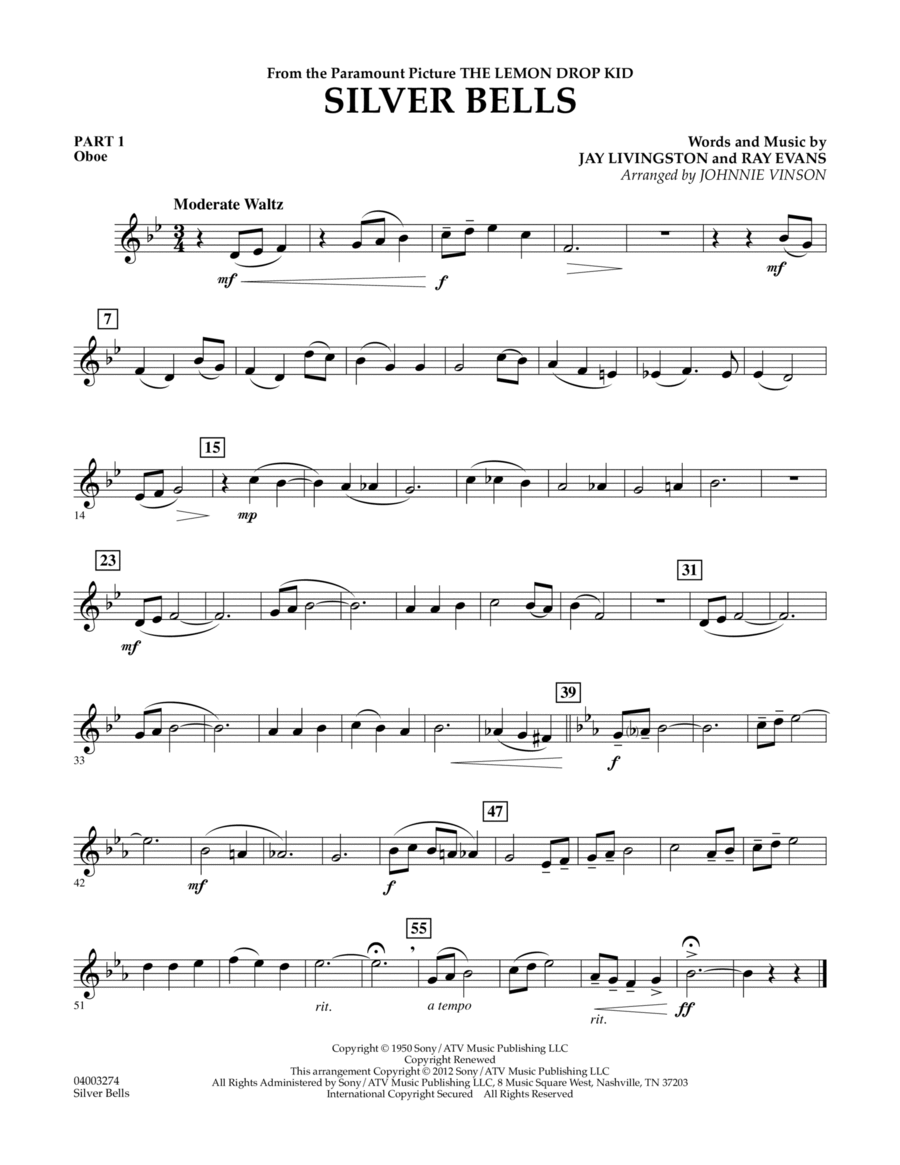 Silver Bells - Pt.1 - Oboe Concert Band scores gallery preview page 1
