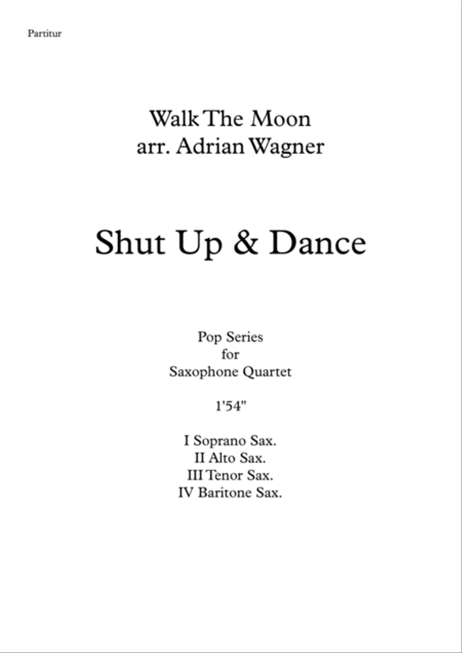 Shut Up And Dance Saxophone Quartet scores gallery preview page 2