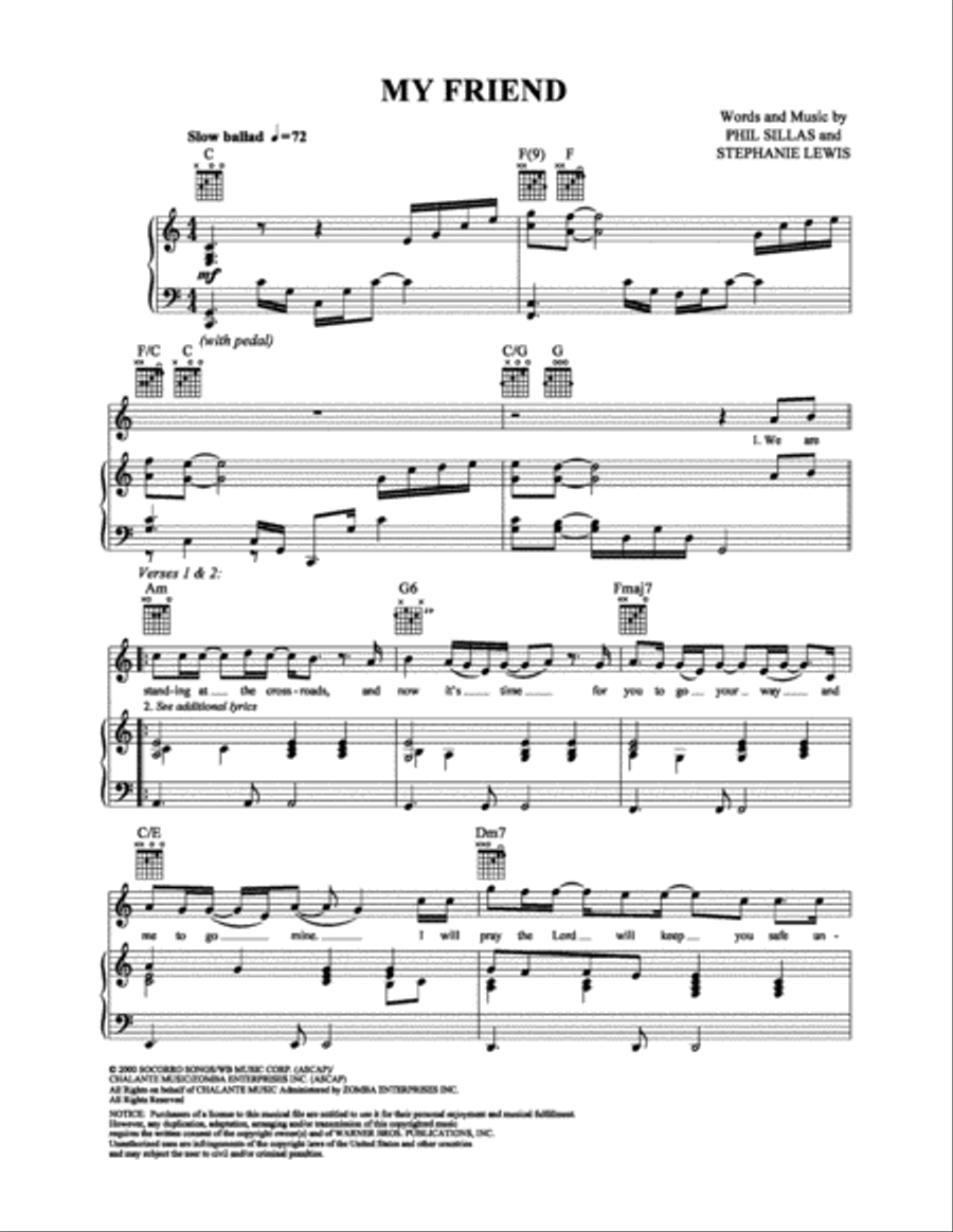 My Friend My Friend Piano, Vocal, Guitar scores gallery preview page 1