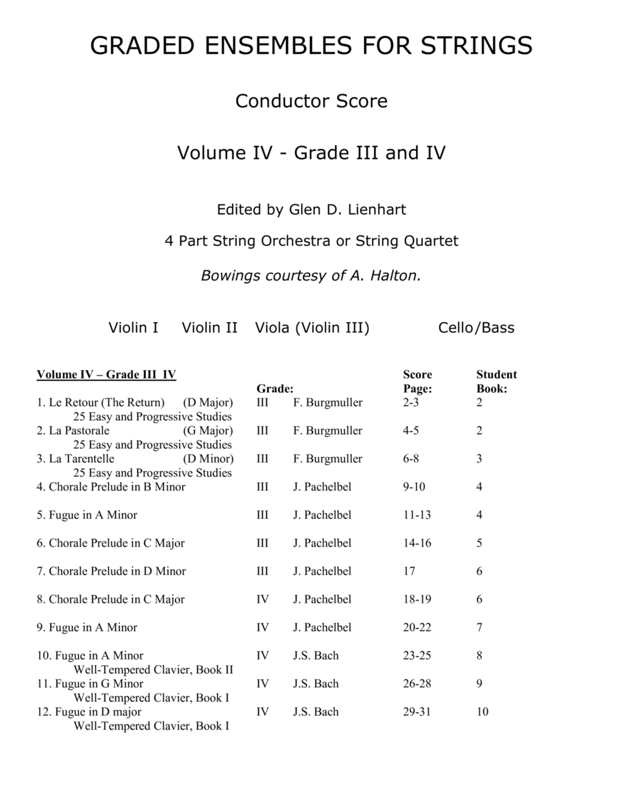 GRADED ENSEMBLES FOR STRINGS - VOLUME IV String Quartet scores gallery preview page 1