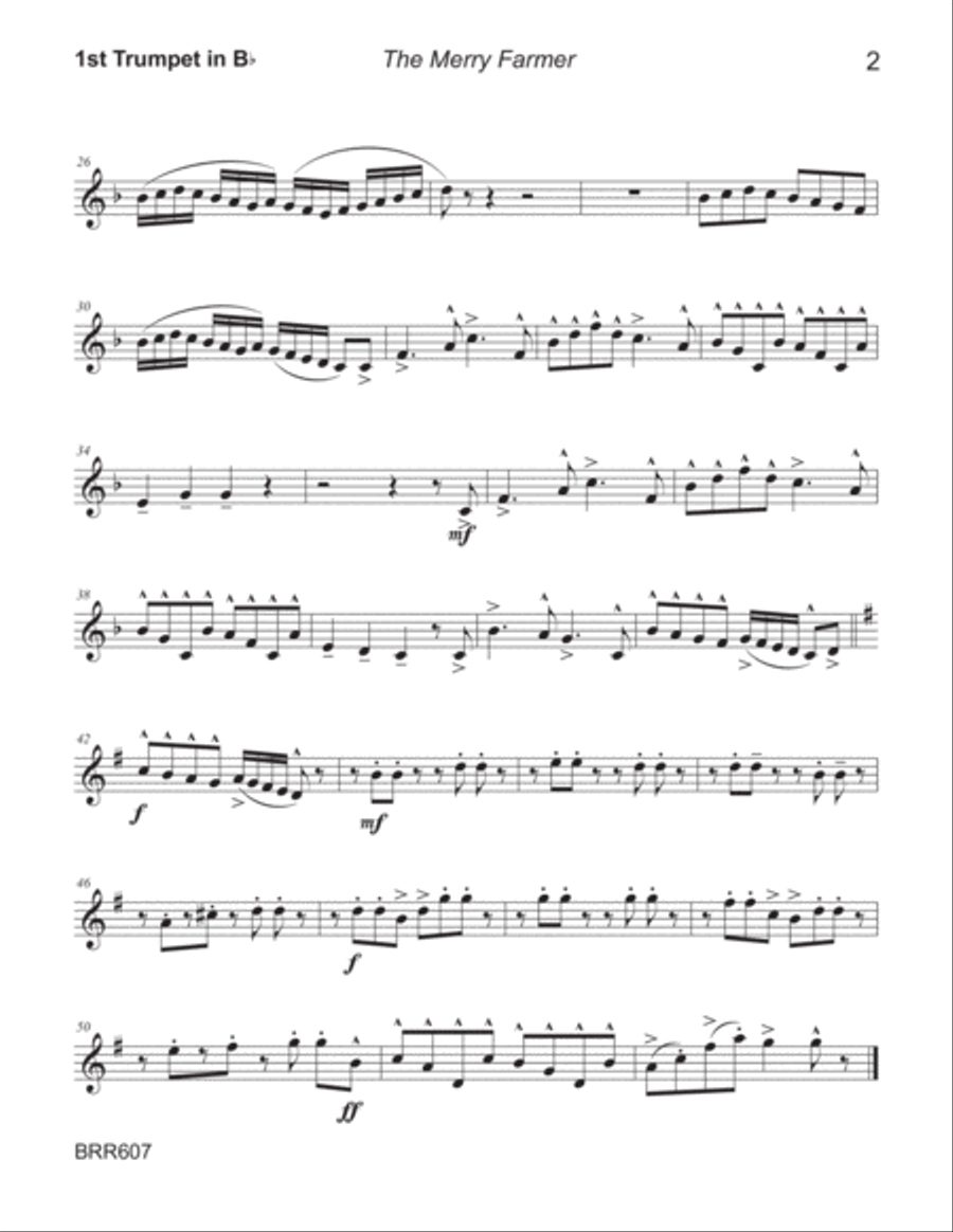 THE MERRY FARMER arranged for BRASS QUARTET. Based on the Piano Solo by Robert Schumann image number null