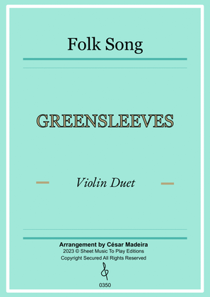 Book cover for Greensleeves - Violin Duet - W/Chords (Full Score and Parts)