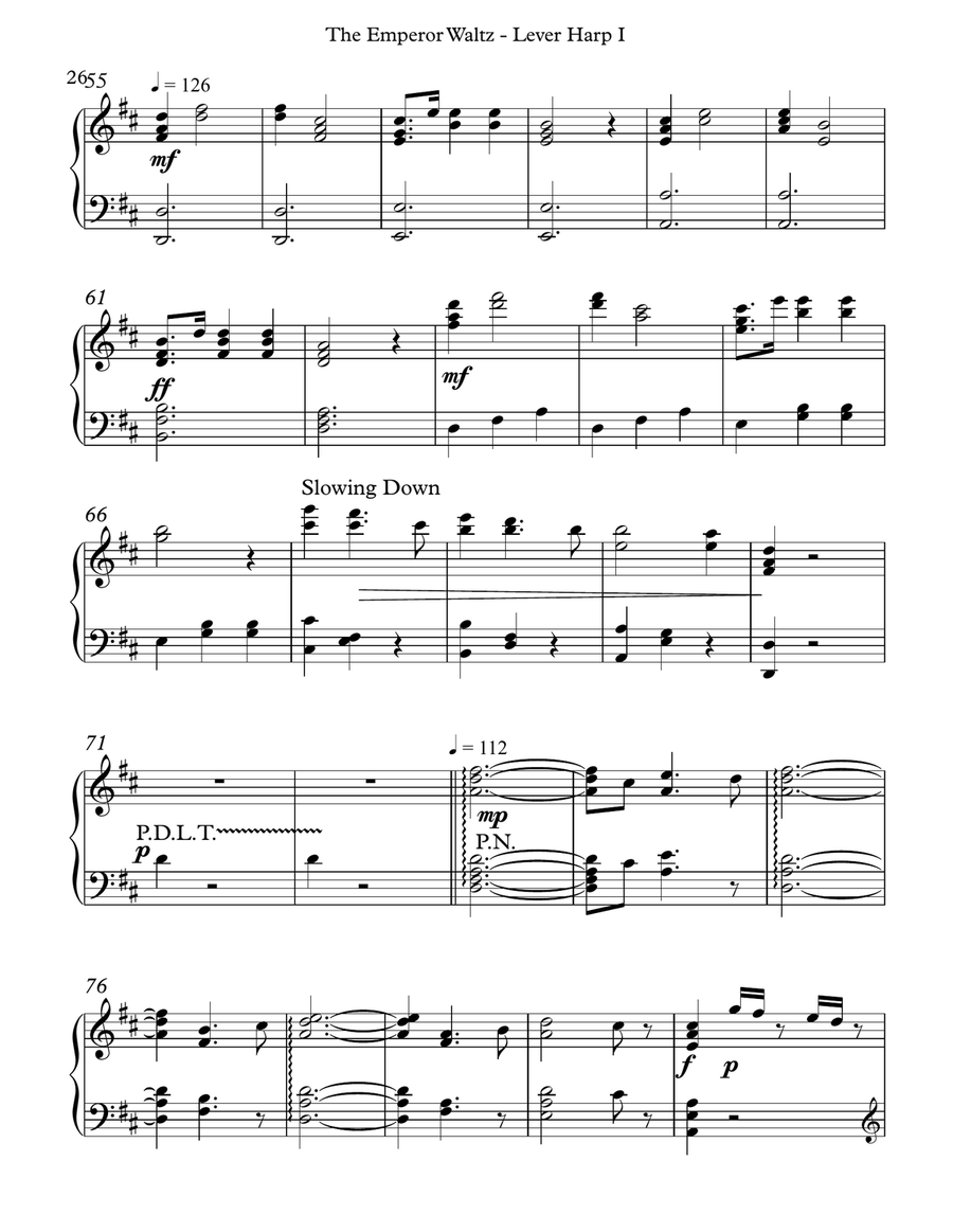 The Emperor Waltz, Lever Harp I Celtic Harp scores gallery preview page 4