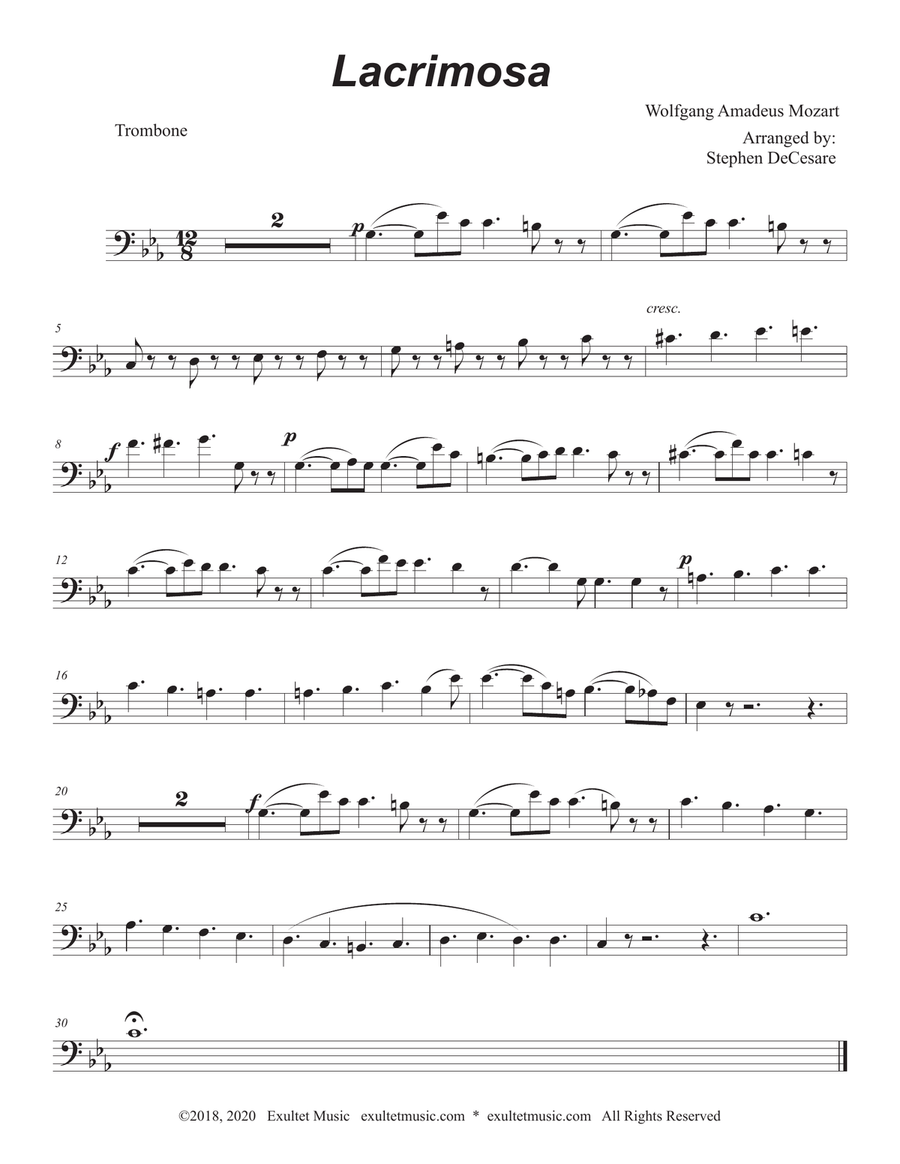 Lacrimosa (Trombone solo and Piano) Piano scores gallery preview page 4
