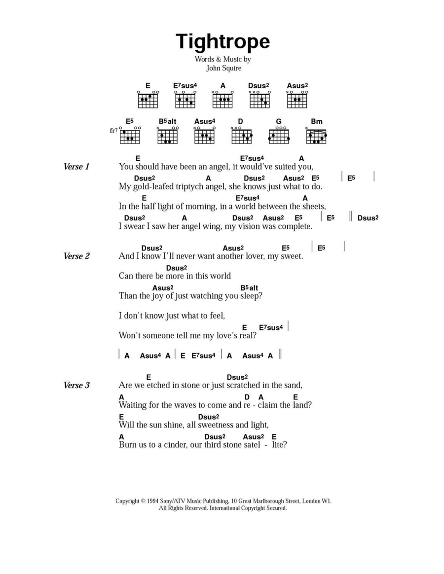 Tightrope Easy Guitar scores gallery preview page 1