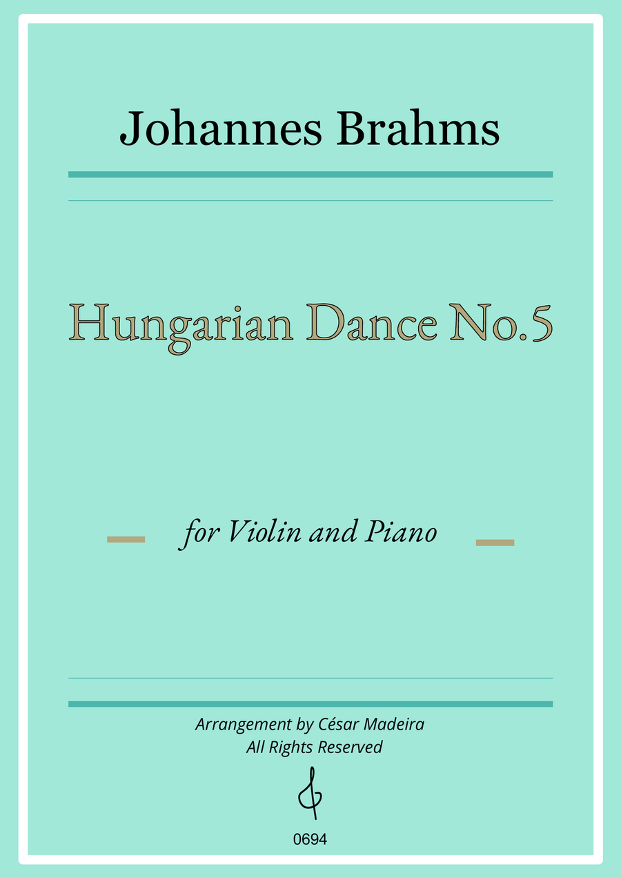 Hungarian Dance No.5 by Brahms - Violin and Piano (Full Score and Parts) Violin Solo scores gallery preview page 1