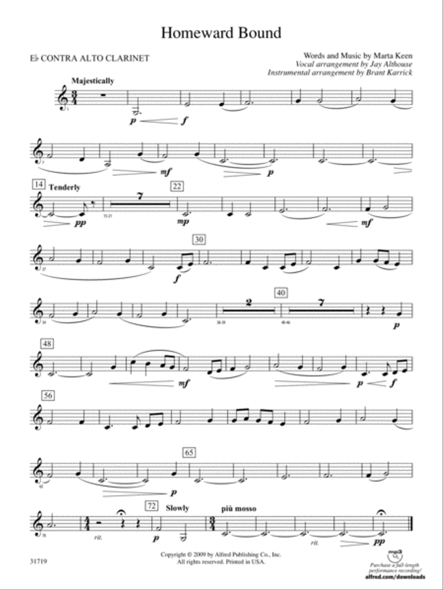 Homeward Bound: (World Part) E-flat Contrabass Clarinet Concert Band scores gallery preview page 1