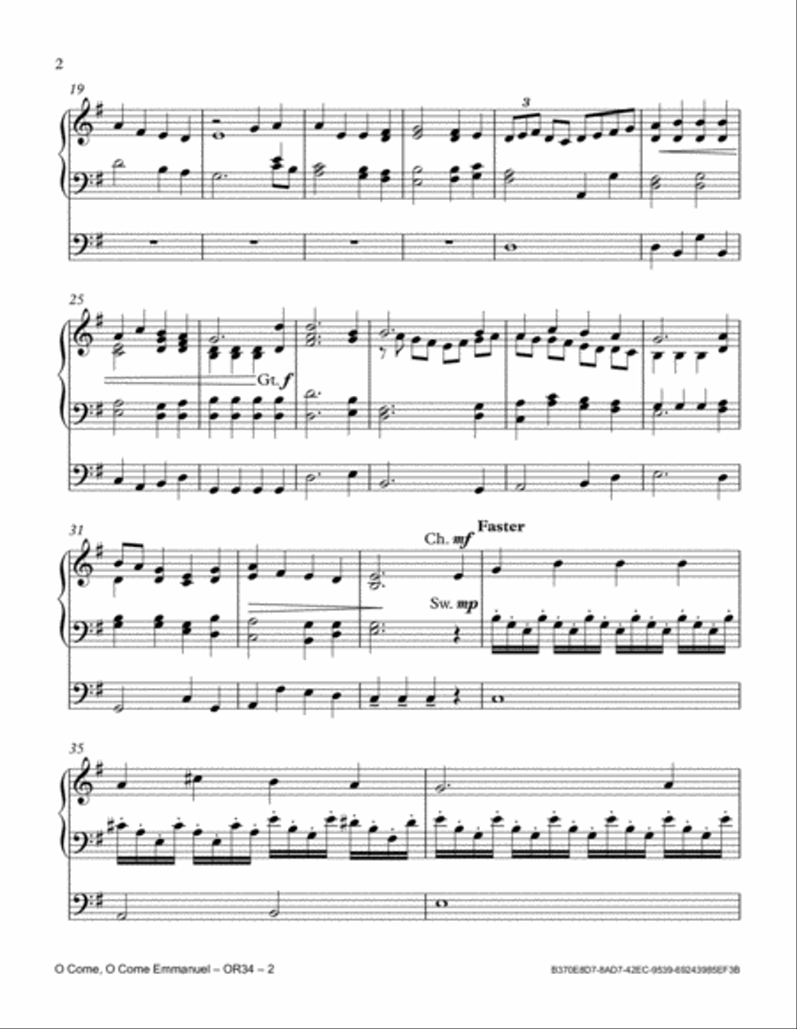 O Come, O Come Emmanuel O Come, O Come Emmanuel Organ Solo scores gallery preview page 2