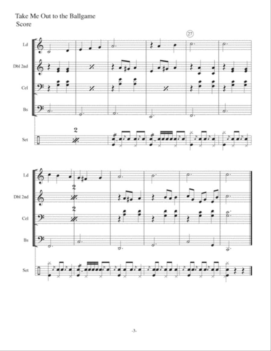 Take Me Out To The Ballgame Percussion Ensemble scores gallery preview page 3