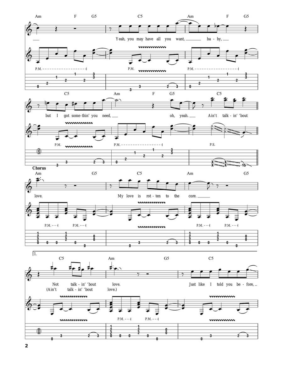 Ain't Talkin' 'Bout Love Acoustic Guitar scores gallery preview page 2