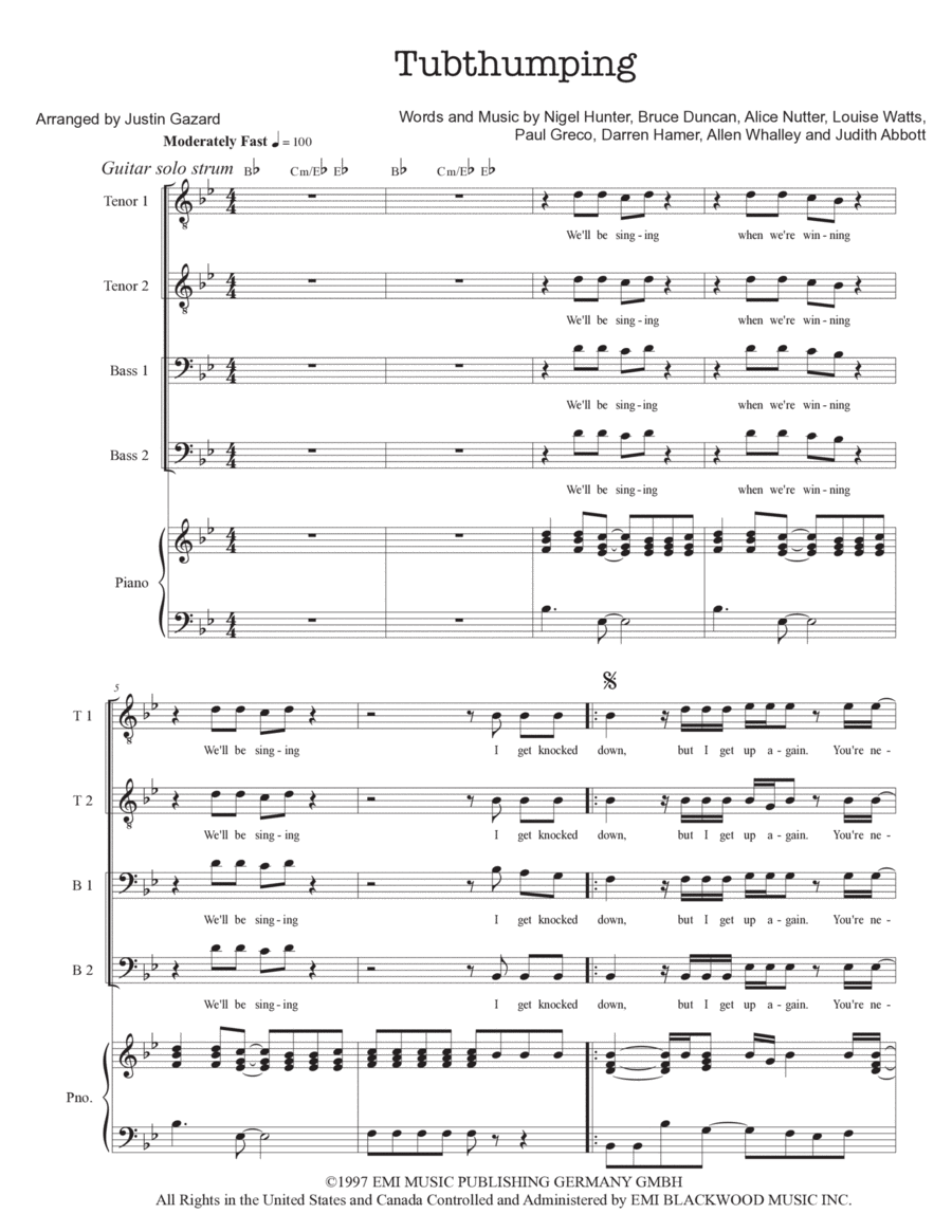 Tubthumping Tubthumping TTBB scores gallery preview page 1