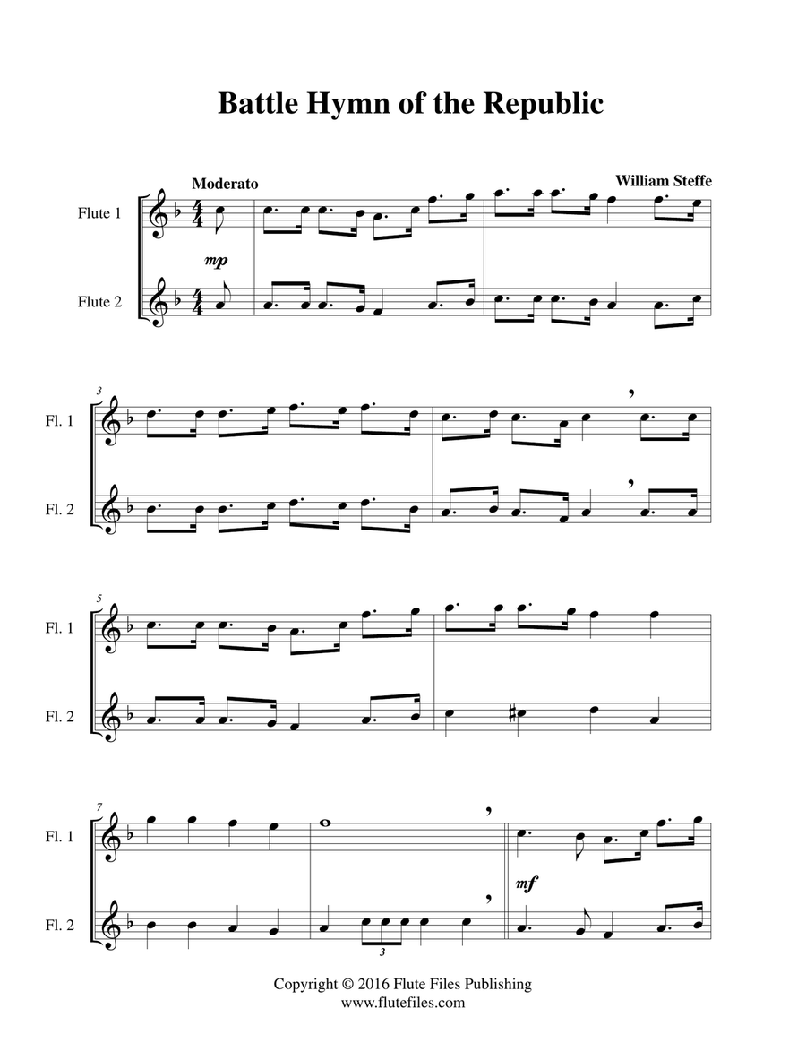 Battle Hymn of the Republic - Flute Duet Flute Duet scores gallery preview page 3
