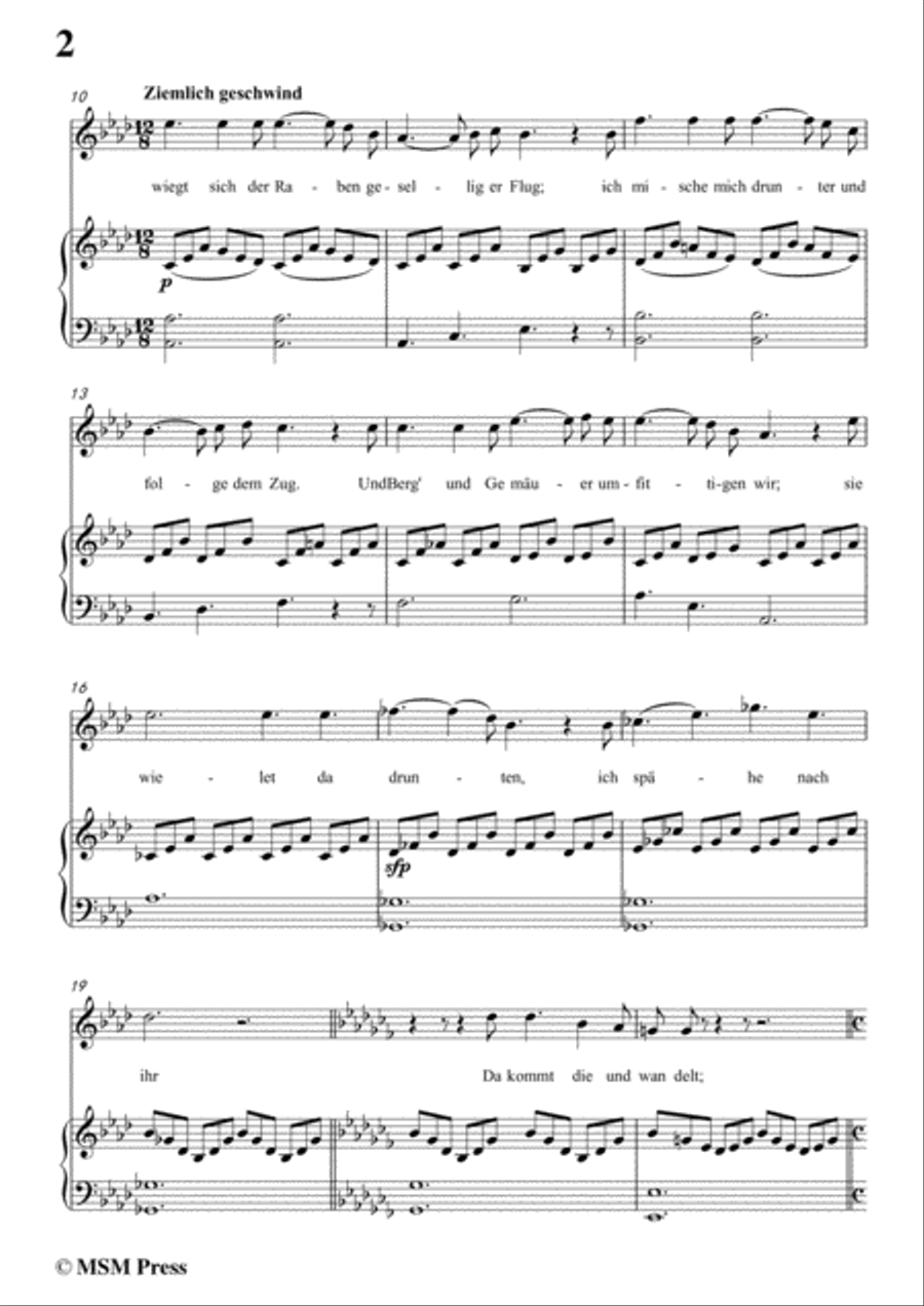 Schubert-Sehnsucht,in A flat Major,for Voice&Piano Voice scores gallery preview page 4